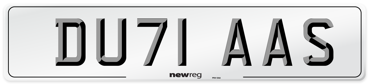 DU71 AAS Number Plate from New Reg